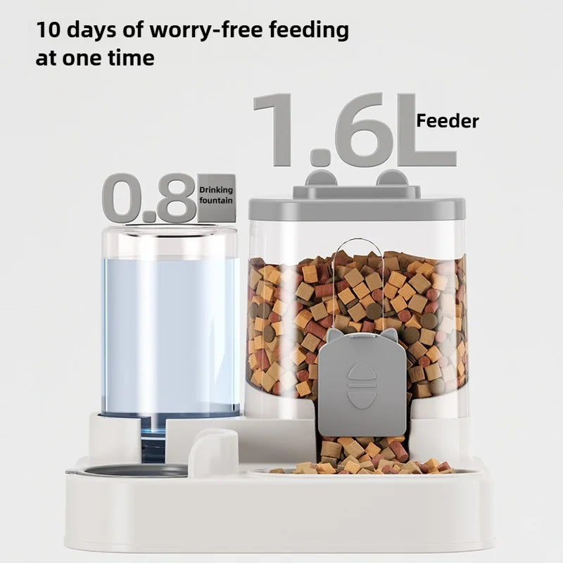 EazyPets 2-in-1 Automatic Pet Feeder With Small Water Fountain