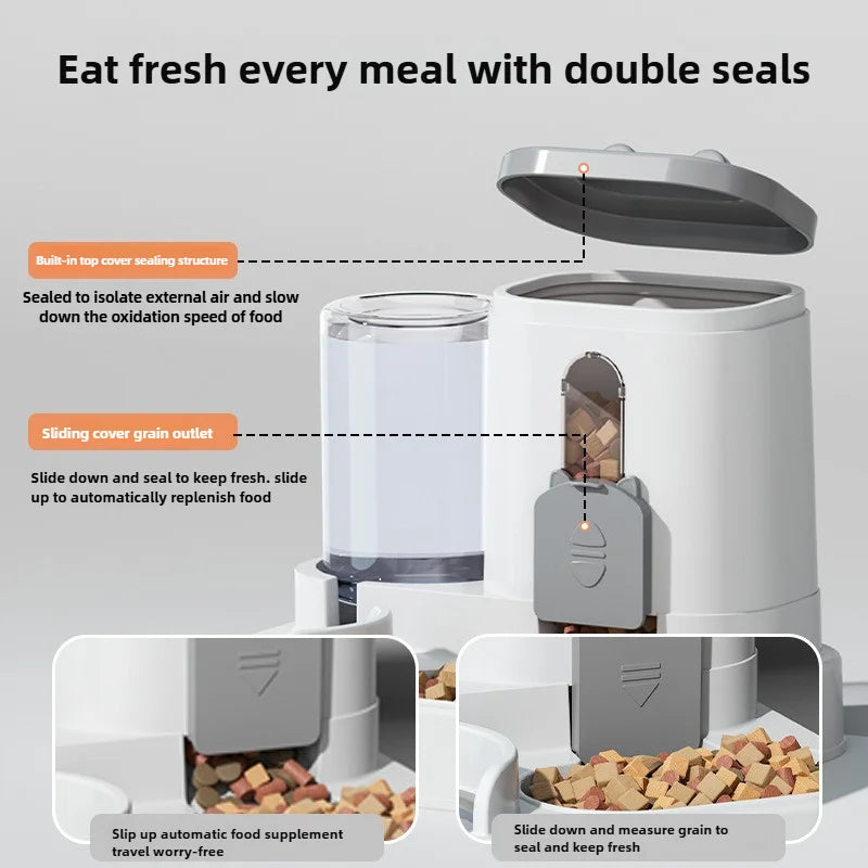 EazyPets 2-in-1 Automatic Pet Feeder With Small Water Fountain