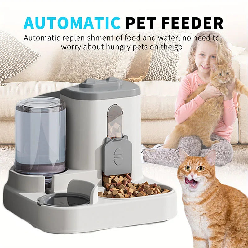 EazyPets 2-in-1 Automatic Pet Feeder With Small Water Fountain